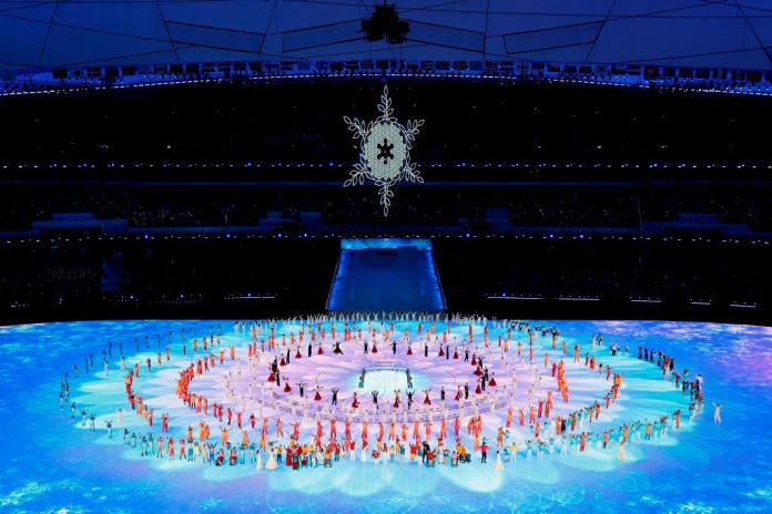 A wide photograph of the Opening Ceremony of the Beijing 2022 Paralympics. 