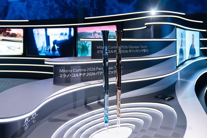 The torches of the Paralympic Games and the Olympic Games being displayed 