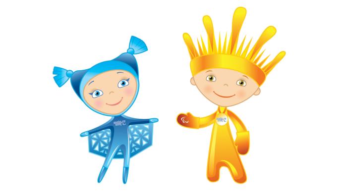 The Sochi 2014 Paralympic mascots are a mascot in blue that is inspired by snowflakes and a yellow mascot