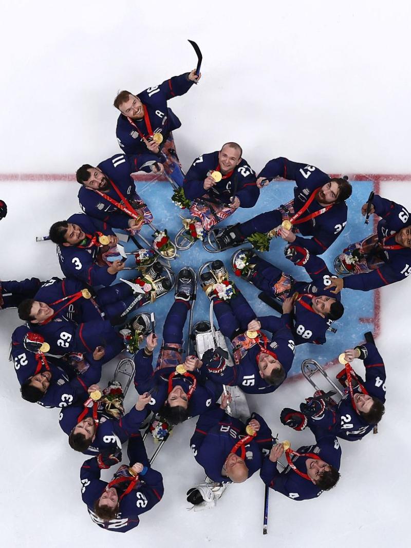 Athletes celebrate in joy